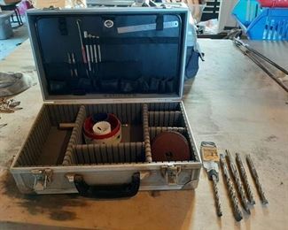 Case and contents - masonry bits and hole saws