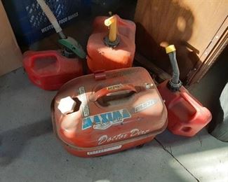 Assorted gas cans and tank