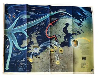 Lot 001
Rare 1944 Dated Navy Education Services Map of Northwestern Europe