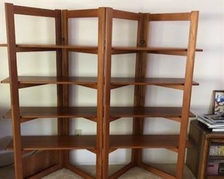 c.1950s 4 folding panel scaffold shelving unit. Teakwood Excellent condition. $400.00