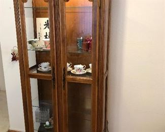 China cabinet with glass shelves & light on casters
$80 now $40