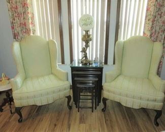 Pair Ethan Allen Traditional Classic Wing Back Chairs
