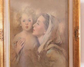 Vintage Florence Kroger Mother Mary & Baby Jesus Framed Print