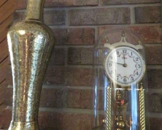 Etched Brass Vase, Anniversary Mantel Clocks
