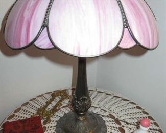 Pink Stained Glass Table Lamp