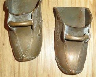 Pair Solid Brass Dutch Shoe Wall Planters