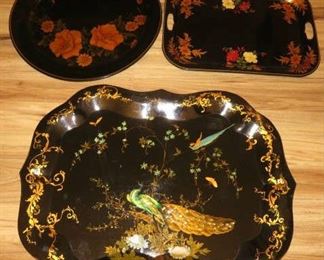 Hand Painted Toleware Serving Trays