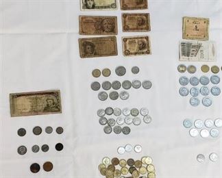 Lot of Portuguese, Spanish, and Italian Currency - Coins & Bills