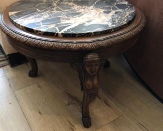 Marble and Wood Side Table