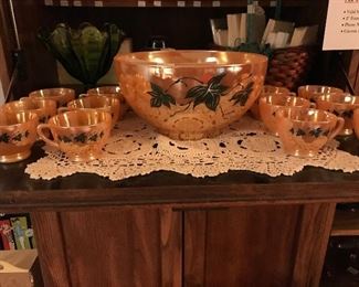 Peach Luster Vintage Punch Set that would be perfect for any holiday table!