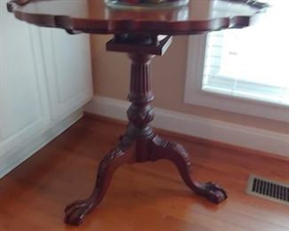 Fabulous Antique Mahogany Irish Pie Crust Tilt Table with Lion Feet.