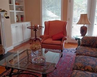 Designer Glass & Iron Horsehoof Table.