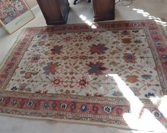Persimmon and Icy Blues Oriental Rug. (8'7" x 5'10")