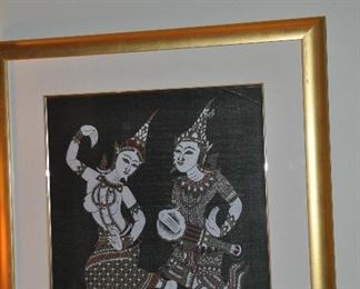 One of the two framed Thai Twin Goddesses Rubbings available, 26" x 26"