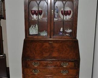 Gorgeous 4 drawer, 2 door antique flame mahogany secretary, 34"w x 78"h x 19.5"d