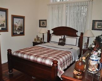 Lovely guestroom complete with Queen size cherry bed room set and Simmons mattress and box spring 