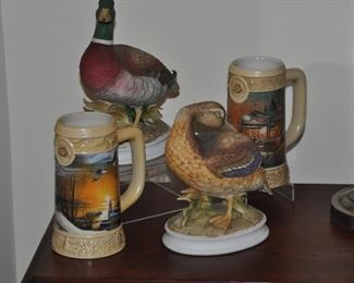 Mallard Ducks by Andrea shown with The Ducks Unlimited, Terry Redlin Collection numbered Steins