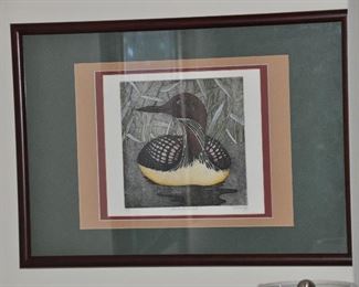 Wonderful "Common Loon II" artist proof by Murray, triple matted and framed 21" x 15"