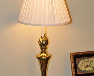 Vintage solid brass table lamp with flame design