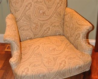 Paisley cotton upholstered Wing back chair
