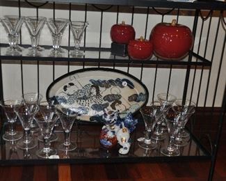 Stunning drinking glasses signed Andrea Putman shown with more great serving pieces!