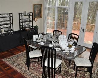 Fantastic family dining room filled with vintage china and crystal