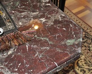 Close up view of the gorgeous marble table top