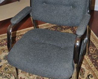 Two great vintage United Chair Co. grey tweed arm chairs