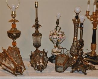 Incredible collection of antique table lamps!