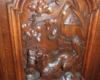 Large Louis XIII Buffet De Corpse w/ Hunting Animals 