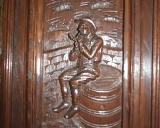 French Oak & Chestnut Breton Buffet De Corpse w/ Personage detail