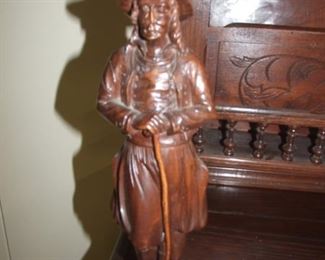 French Oak & Chestnut Breton Buffet De Corpse w/ Personage detail