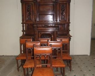 6 Henri II Leather Dining Chairs to Set