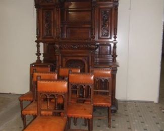 6 Henri II Leather Dining Chairs to Set