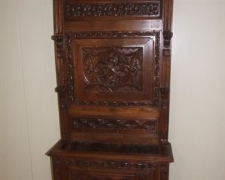 French Oak Gothic Hall Stand/ Portemanteau