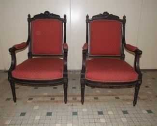 Pair of Napoleon III/ Louis XVI Arm Chairs
