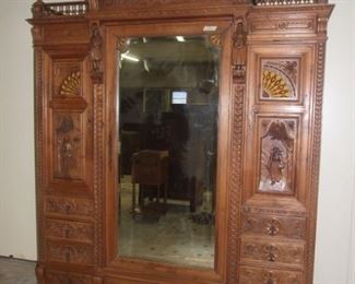 Breton Armoire Wardrobe w/ Personage Details Part of Suite