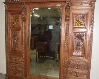 Breton Armoire Wardrobe w/ Personage Details Part of Suite