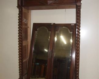 Walnut French Louis XIII 2 Mirror Door Barley Twist Wardrobe