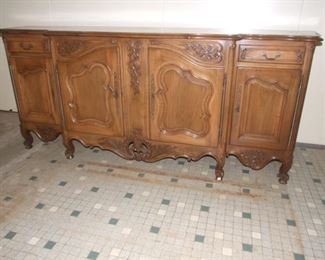 Louis XV Country French Provencal Enfilade Walnut Sideboard
