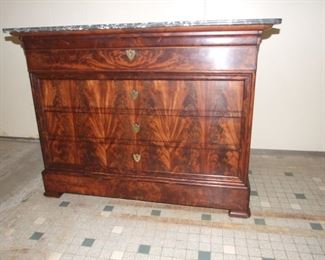 Empire Marble Top Commode/ Chest or Drawers Mahogany