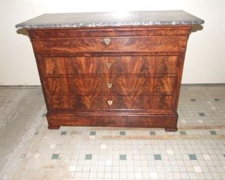 Empire Marble Top Commode/ Chest or Drawers Mahogany