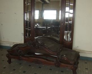 French Louis XV Walnut Rocaille 3 Door Armoire Golbe Bowed Sided