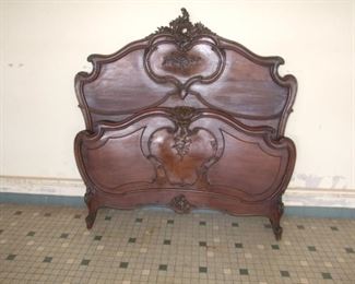 French Louis XV Walnut Rocaille Carved Bed