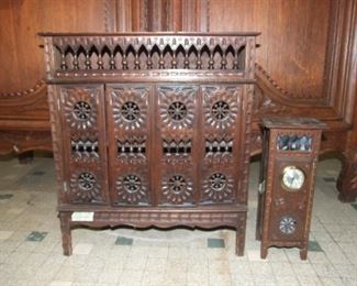 Salesman Sample Cabinet Makers Tiny Armoire & Long Case Clock