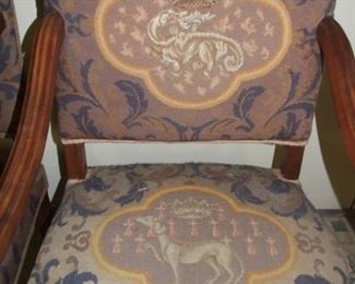 Quality Pair of Louis XIII Fauteuils/ Armchairs W/ Needlepoint Upholstery