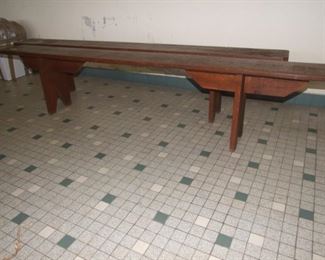 Pair of Rustic Farm Table Forms/ Bands Oak Benches