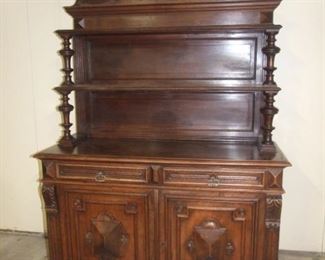 French Henri II buffet St Hubert/ Dresser with Deer Head Walnut