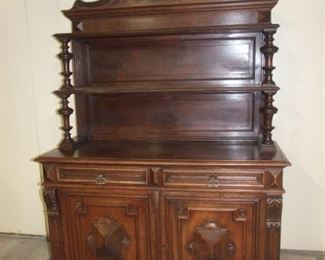 French Henri II buffet St Hubert/ Dresser with Deer Head Walnut