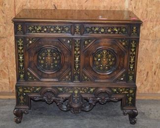 Carved Walnut Mother of Pearl Inlayed Server